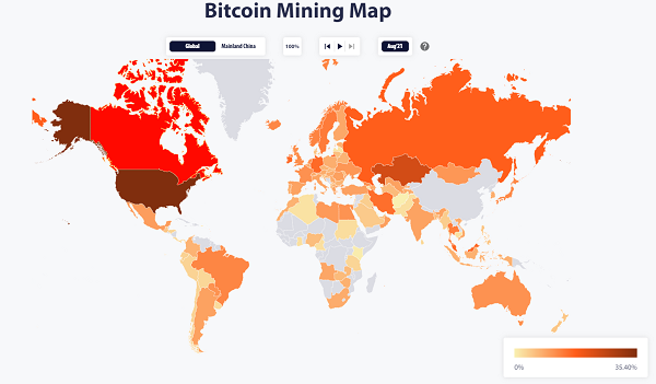 The USA is leading the world in Bitcoin mining.